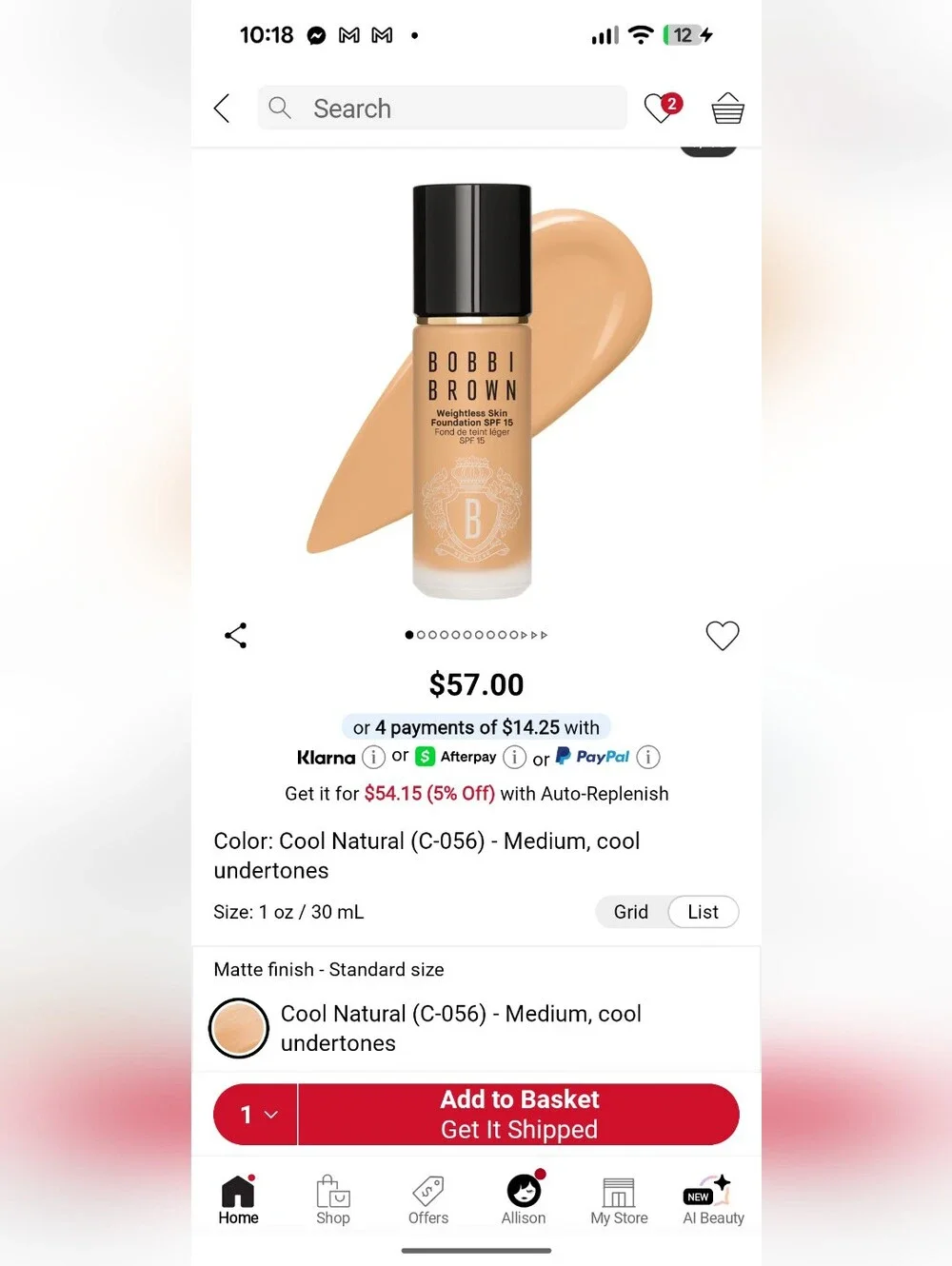 Bobbi Brown Foundation - C056 Cool Natural
